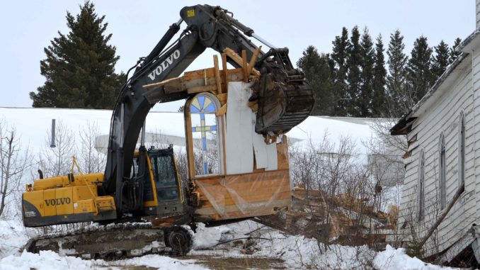 Ukrainian historic durch was demolished in the Village of Meath Park